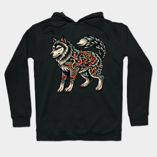 traditional american wolf tattoo Hoodie